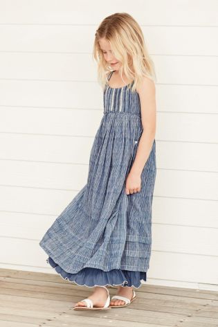 Blue Stripe Maxi Dress (3-16yrs)